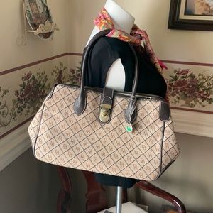 Dooney & Bourke double handle signature shoulder bag pebbled leather and canvas